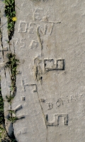 E Dent 75, Dorian, R.J., S B. Chicago lakefront stone carvings, between Foster Avenue and Montrose. 2007