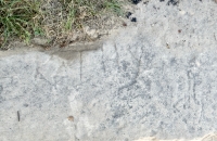 Middle finger gesture, + Kathy. Level 1. Chicago Lakefront stone carvings, between Foster Avenue and Montrose. 2023 Middle finger gesture, + Kathy. Level 1. Chicago Lakefront stone carvings, between Foster Avenue and Montrose. 2023