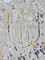 Cross in shield, detail. Chicago lakefront stone carvings, Foster Avenue Beach. 2017 Cross in shield, detail. Chicago lakefront stone carvings, Foster Avenue Beach. 2017