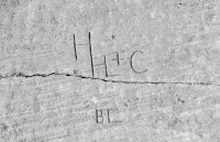 HHL + C, "BC". Chicago lakefront stone carvings, between Foster Avenue Beach and Montrose. 2017 HHL + C, "BC". Chicago lakefront stone carvings, between Foster Avenue Beach and Montrose. 2017