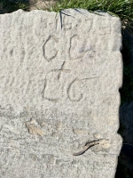 4-16-73, CG + LC. Chicago lakefront stone carvings, Foster Avenue Beach. 2021 4-16-73, CG + LC. Chicago lakefront stone carvings, Foster Avenue Beach. 2021