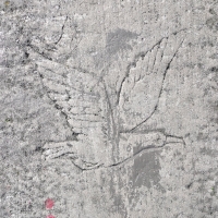 Bird in flight. Chicago lakefront stone carvings, between Foster Avenue and Montrose. 2023