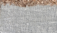 Carl, Annie, Rusch, level 2. Chicago lakefront stone carvings, between Foster Avenue and Montrose. 2017 Carl, Annie, Rusch, level 2. Chicago lakefront stone carvings, between Foster Avenue and Montrose. 2017