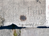 1961, Paul, Mac, T, Terry, Aob. Chicago lakefront stone carvings, between Foster Avenue and Montrose. 2017 1961, Paul, Mac, T, Terry, Aob. Chicago lakefront stone carvings, between Foster Avenue and Montrose. 2017