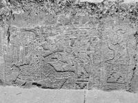 Mesoamerican scene with reclining and standing figures. Chicago lakefront stone carvings between Foster Avenue and Bryn Mawr. 2022 Mesoamerican scene with reclining and standing figures. Chicago lakefront stone carvings between Foster Avenue and Bryn Mawr. 2022