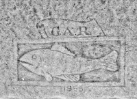 G.A.R. fish, 1958. Chicago lakefront stone carvings, between Foster Avenue and Bryn Mawr. 2018 G.A.R. fish, 1958. Chicago lakefront stone carvings, between Foster Avenue and Bryn Mawr. 2018