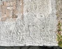 JL 10-20-10, with horse carving. Chicago lakefront stone drawings, between Foster Avenue and Bryn Mawr. 2023 JL 10-20-10, with horse carving. Chicago lakefront stone drawings, between Foster Avenue and Bryn Mawr. 2023