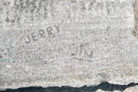 Jerry, Jim. Chicago lakefront stone carvings, between Foster Avenue and Bryn Mawr. 2021