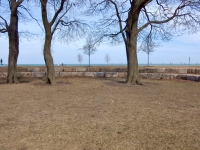 Former revetment rocks repurposed for decoration and seating in Lincoln Park near Fullerton Avenue