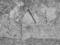 Pyramids, detail, with Egyptian-style figures. Chicago lakefront stone carvings at Fullerton. 2017