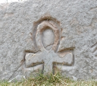 Ankh. Chicago lakefront stone carvings at Fullerton. 2016