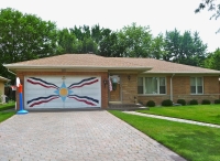 Decorative garage door, 6833 Kenneth Ave, Lincolnwood, Illinois