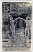Adam and Eve, Garden of Eden, Lucas, Kansas, postcard