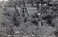 Gazing ball at Ak-Sar-Ben Gardens near Aitkin, Minnesota, postcard