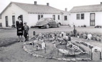 Rock garden with house and pond snapshot