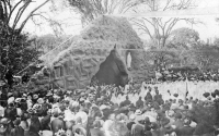 Crowd at unidentified grotto postcard