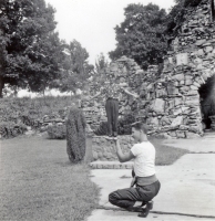 Funny pose at a grotto shapshot