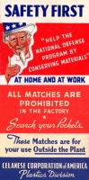 Safety First and Uncle Sam image, World War II matchbook cover