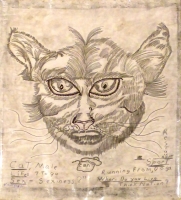 Cat, Harvey Ford, 9/29/91, Stateville Prison, Illinois, charcoal, paper