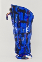 Blue vase, Harvey Ford, 1994, Stateville Prison, Illinois, paint on unfired clay