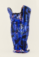 Blue vase, Harvey Ford, 1994, Stateville Prison, Illinois, paint on unfired clay