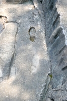 Footprints. Chicago lakefront stone carvings, 57th Street Beach. 2021