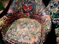 Painted chair, The House of She Who Paints, Danielle Jacqui's environment northeast of Marseille in Rocquevaire, France Painted chair, The House of She Who Paints, Danielle Jacqui's environment northeast of Marseille in Rocquevaire, France