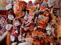 Sculptural object with faces, The House of She Who Paints, Danielle Jacqui's environment northeast of Marseille in Rocquevaire⁩, France