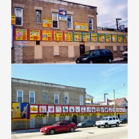 Julio's Auto Parts signs 2002 (above) and 2016 (below). Diversey at Sacramento-Roadside Art