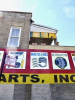 Signs at Julio's Auto Parts, Diversey at Sacramento (2016)-Roadside Art