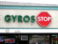 Sign for Gyros Stop