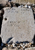 Ralph Taylor, Chuck Nixon, Bill N, others. Chicago lakefront stone carvings, behind La Rabida Hospital, 65th Street and the Lake. 2021