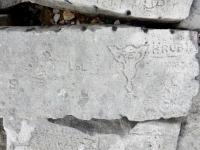 LOL, F, Red, HRUB. Chicago lakefront stone carvings, behind La Rabida Hospital, 65th Street and the Lake. 2018 LOL, F, Red, HRUB. Chicago lakefront stone carvings, behind La Rabida Hospital, 65th Street and the Lake. 2018