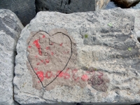 Lil Bo heart, June 1968. Chicago lakefront stone carvings, behind La Rabida Hospital, 65th Street and the Lake. 2018