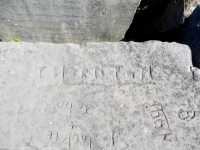 Thornton, Jackie + John, Yogi. Chicago lakefront stone carvings, behind La Rabida Hospital, 65th Street and the Lake. 2018