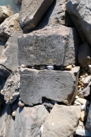 Deteriorated rock with 1962 Nicky, heart, RW, Dorothea Nathan. Chicago lakefront stone carvings, behind La Rabida Hospital, 65th Street and the Lake. 2021