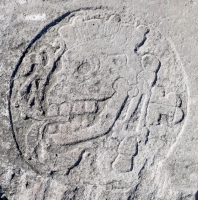 Mayan skull, based on reliefs in the Great Ball Court in Chichen Itza. Chicago lakefront stone carvings, Foster Avenue Beach. 2021 Mayan skull, based on reliefs in the Great Ball Court in Chichen Itza. Chicago lakefront stone carvings, Foster Avenue Beach. 2021