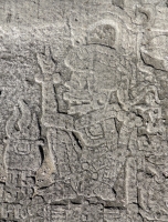 Seated Mesoamerican skeleton, detail. Chicago lakefront stone carvings between Foster Avenue and Bryn Mawr. 2013 Seated Mesoamerican skeleton, detail. Chicago lakefront stone carvings between Foster Avenue and Bryn Mawr. 2013