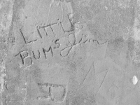 Little Bum's, Jim, detail. Chicago lakefront stone carvings, Calumet Park. 2019