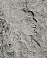Indian profile. Chicago lakefront stone carvings, between Foster Avenue and Bryn Mawr. 2013