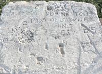 O Sol O Mio and much more. Chicago lakefront stone carvings, between Belmont and Diversey Harbors. 2011. Still visible O Sol O Mio and much more. Chicago lakefront stone carvings, between Belmont and Diversey Harbors. 2011. Still visible