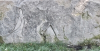 Egyptian-style figures. Chicago lakefront stone carvings at Fullerton. 2016