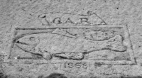 G.A.R. fish, 1958. Chicago lakefront stone carvings, between Foster Avenue and Bryn Mawr. Before 2003 G.A.R. fish, 1958. Chicago lakefront stone carvings, between Foster Avenue and Bryn Mawr. Before 2003