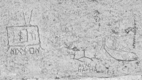 Tryptich: Nix$on, Dead Ha-Ha and Fish. Chicago lakefront stone carvings, between Foster Avenue and Bryn Mawr. 2017 Tryptich: Nix$on, Dead Ha-Ha and Fish. Chicago lakefront stone carvings, between Foster Avenue and Bryn Mawr. 2017