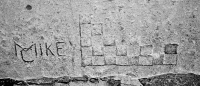 Checkerboard pattern, Mike C. Chicago lakefront stone carvings. Before 2003