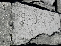 Flapper, with names. Chicago lakefront stone carvings, south of Montrose Harbor. 2003 Flapper, with names. Chicago lakefront stone carvings, south of Montrose Harbor. 2003