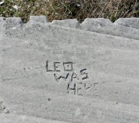 Leo was here. Chicago lakefront stone carvings, south of Montrose Harbor. 2013
