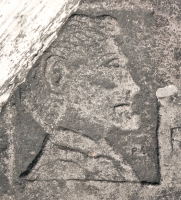 Lincoln portrait. Chicago lakefront stone carvings, at Fullerton Avenue. Before 2003