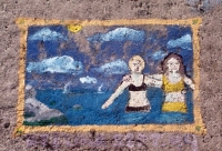 Swimmers. Chicago lakefront stone paintings, between Belmont and Diversey Harbors. Before 2003 Swimmers. Chicago lakefront stone paintings, between Belmont and Diversey Harbors. Before 2003