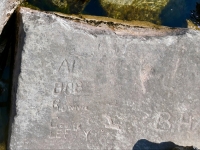 Al, Bob, Ronnie unknown, Lefty. B.H. Chicago lakefront stone carvings, south of La Rabida Hospital. 2023